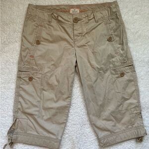 Vintage Y2K American Eagle Cargo Capri Pants Low Rise Pockets Ties Size 4